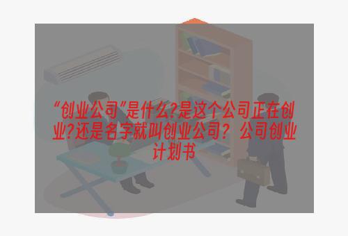 “创业公司”是什么?是这个公司正在创业?还是名字就叫创业公司？ 公司创业计划书