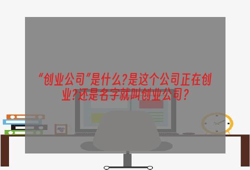 “创业公司”是什么?是这个公司正在创业?还是名字就叫创业公司？