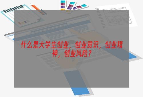 什么是大学生创业，创业意识，创业精神，创业风险？