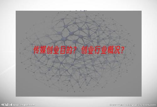 传媒创业目的？ 创业行业概况？