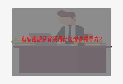 创业初期适宜采用什么创业领导力？