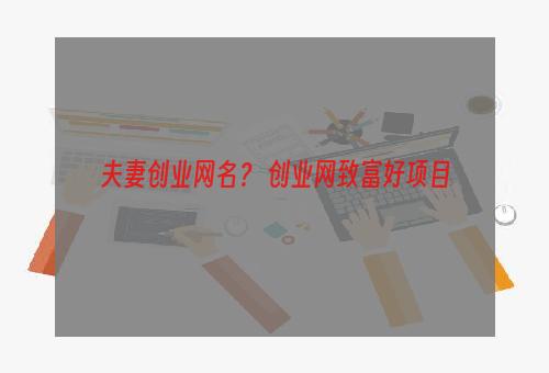 夫妻创业网名？ 创业网致富好项目