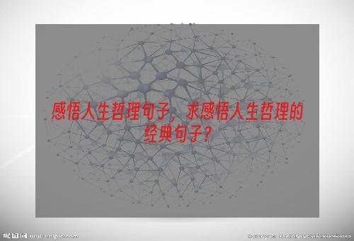 感悟人生哲理句子，求感悟人生哲理的经典句子？