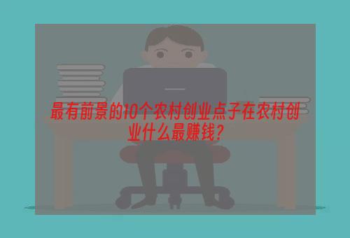 最有前景的10个农村创业点子在农村创业什么最赚钱？