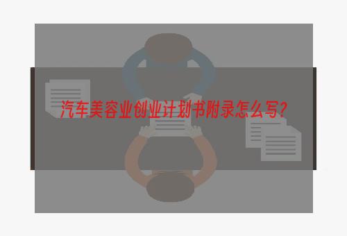 汽车美容业创业计划书附录怎么写？