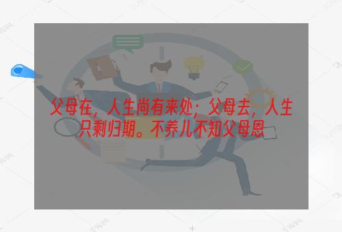 父母在，人生尚有来处；父母去，人生只剩归期。不养儿不知父母恩