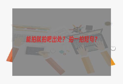 能拍就拍吧出处？ 拍一拍短句？