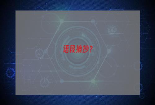 语段摘抄？