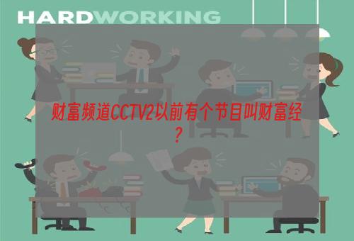 财富频道CCTV2以前有个节目叫财富经？