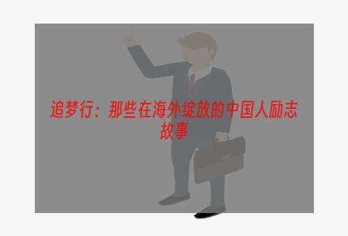 追梦行：那些在海外绽放的中国人励志故事