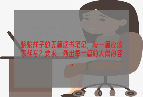 骆驼祥子的五篇读书笔记，每一篇应该怎样写？要求，列出每一篇的大概内容。