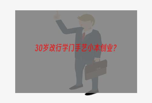 30岁改行学门手艺小本创业？