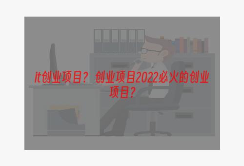 it创业项目？ 创业项目2022必火的创业项目？