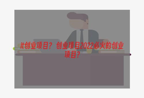 it创业项目？ 创业项目2022必火的创业项目？